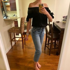 LA Hearts Black Velvet Off The Shoulder Top